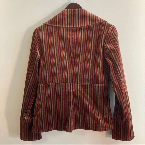 BEEBOP & WALLY Sz L  Velvet Striped Satin Bow Front Unlined Jacket - Picture 5 of 9